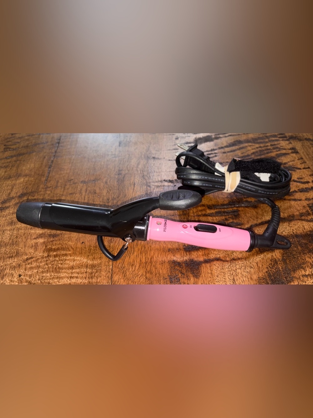 Plugged in mini Pink and Black Curling Iron 1”